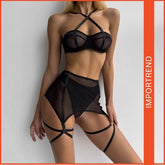 Elegant & Seductive Embroidered Floral Mesh Nightwear Set